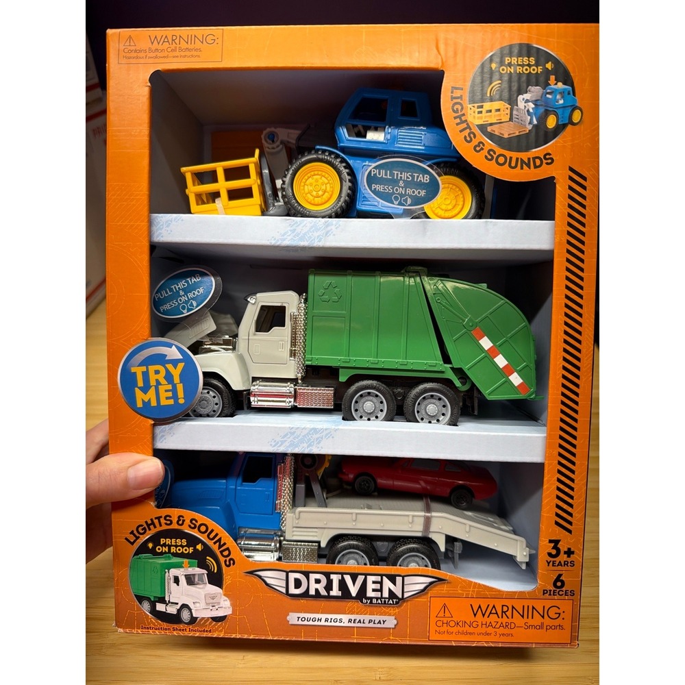 Driven by Battat Micro Urban Worker Fleet 6 Pc Lights Sounds Toy Set NIB